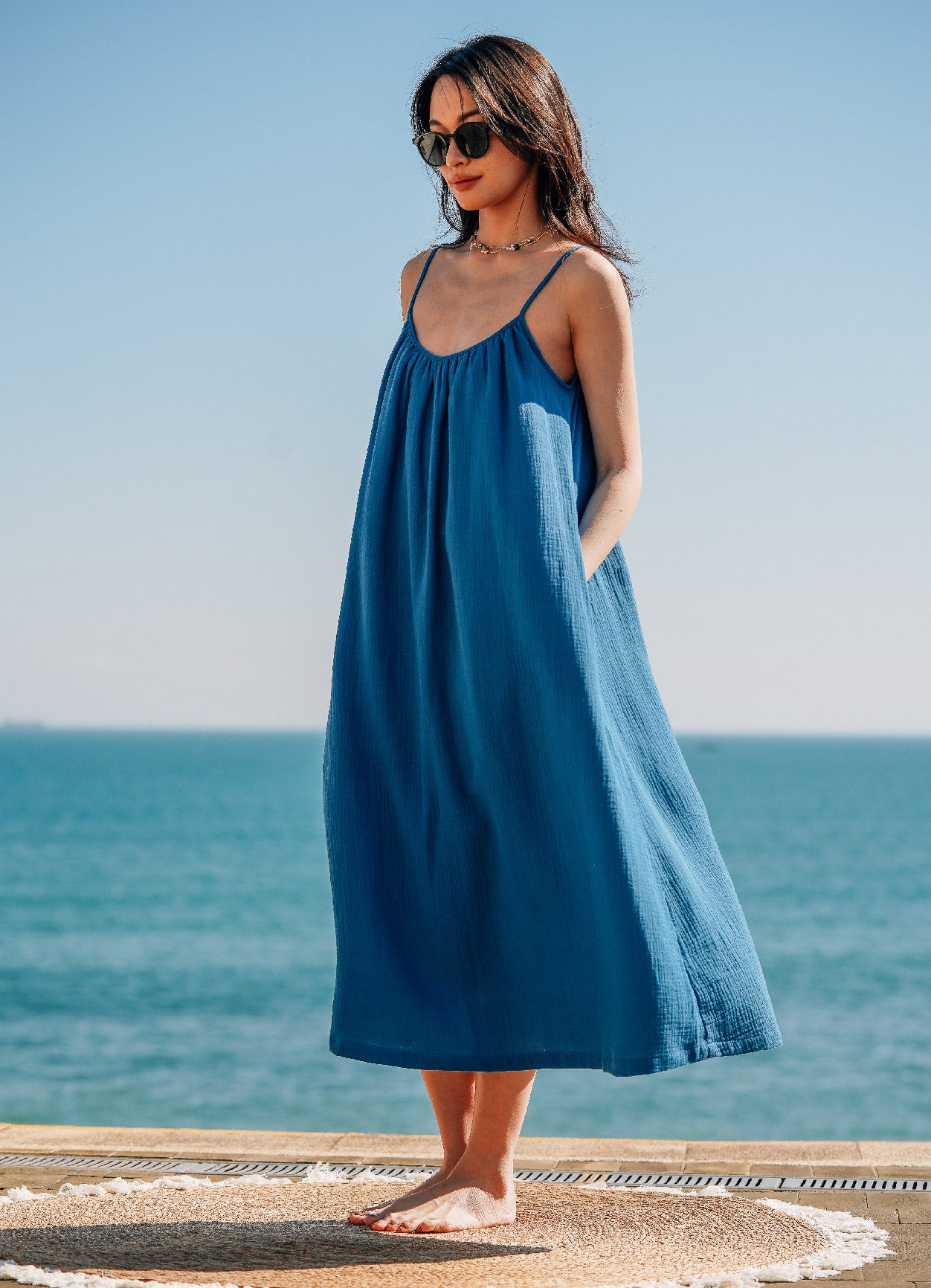 EVERYDAY DRESS 日光純棉輕紗洋裝.海潮藍