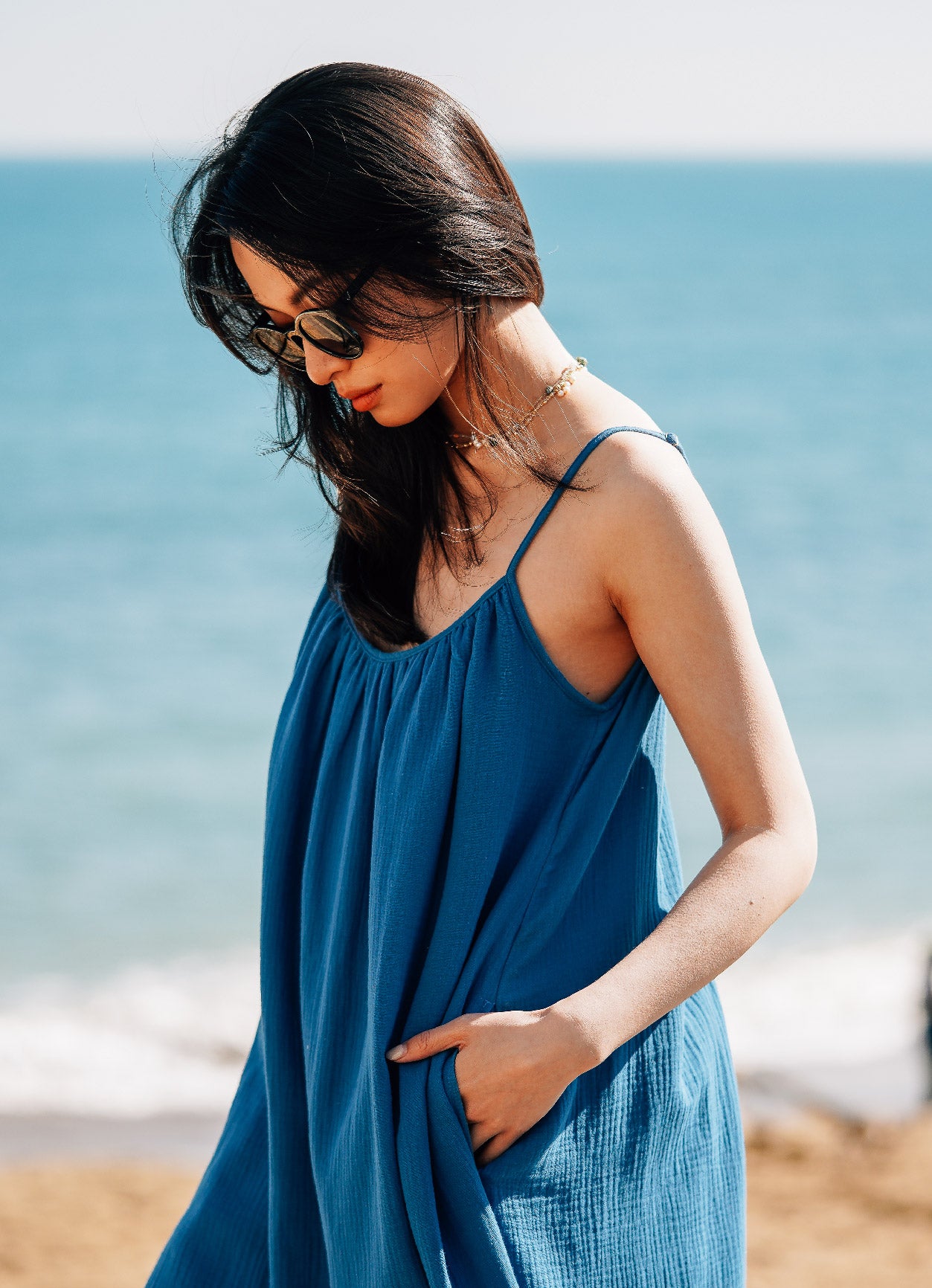 EVERYDAY DRESS 日光純棉輕紗洋裝.海潮藍