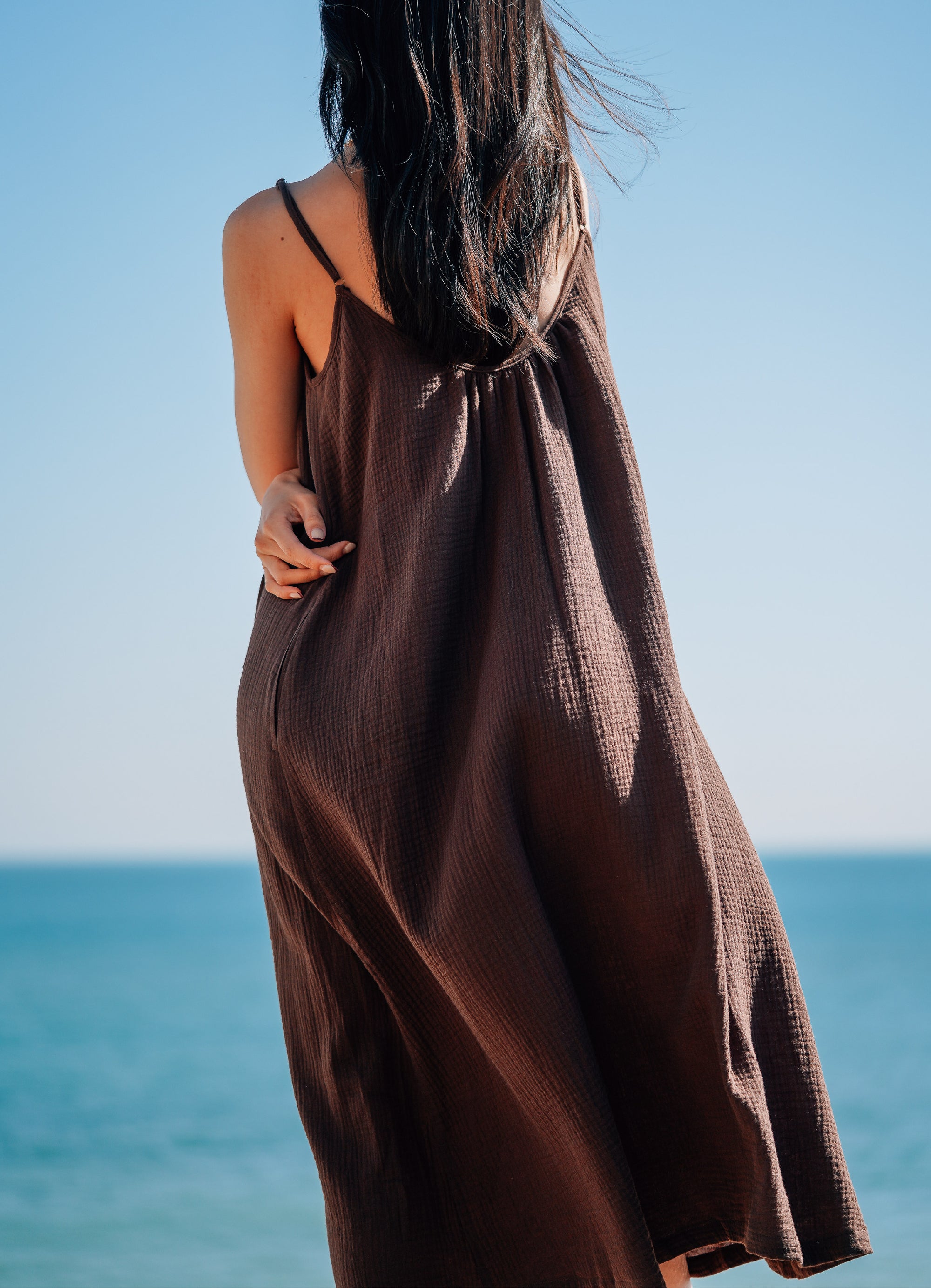 EVERYDAY DRESS 日光純棉輕紗洋裝.暮影棕