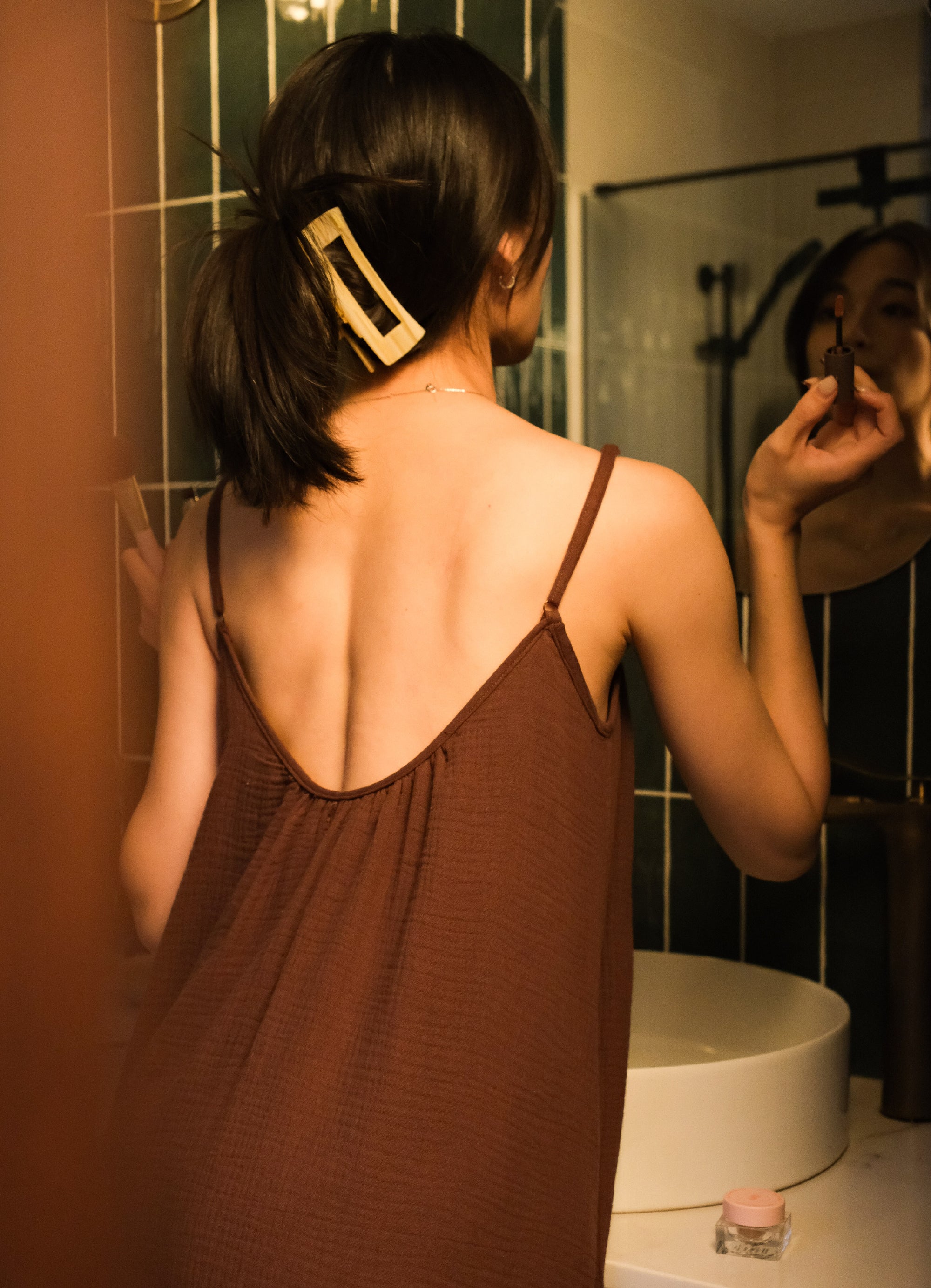 EVERYDAY DRESS 日光純棉輕紗洋裝.暮影棕