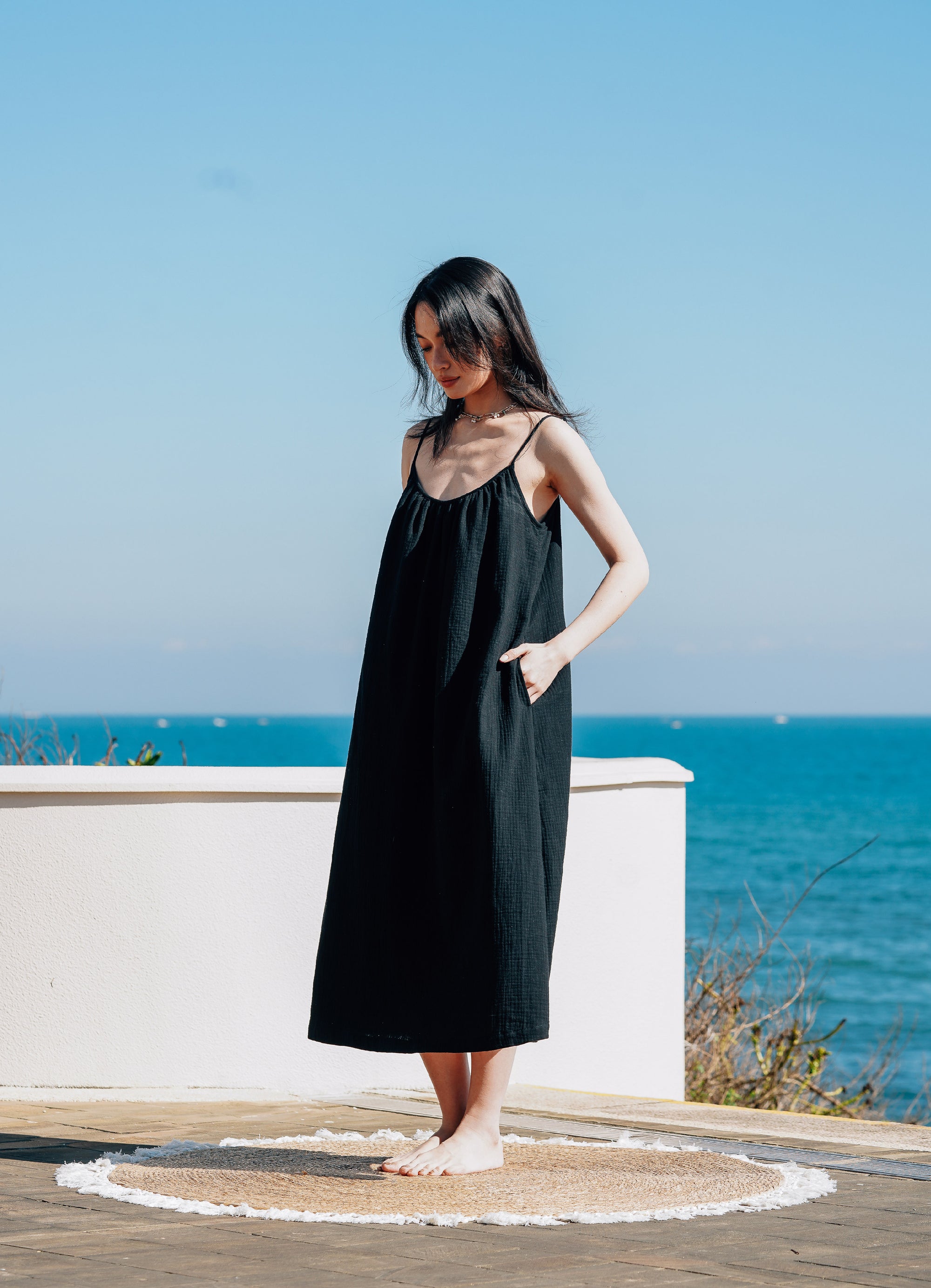 EVERYDAY DRESS 日光純棉輕紗洋裝.純黑
