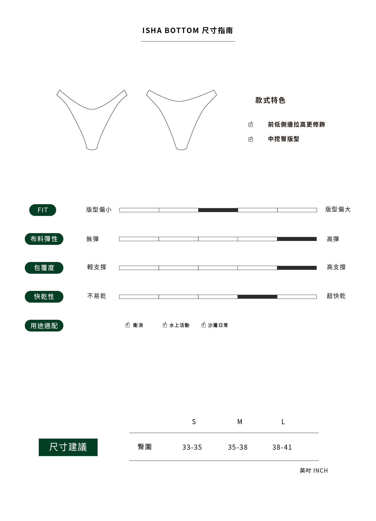 ISHA Bottom V字比基尼下身 - 下身 BOTTOMFAVALAVA
