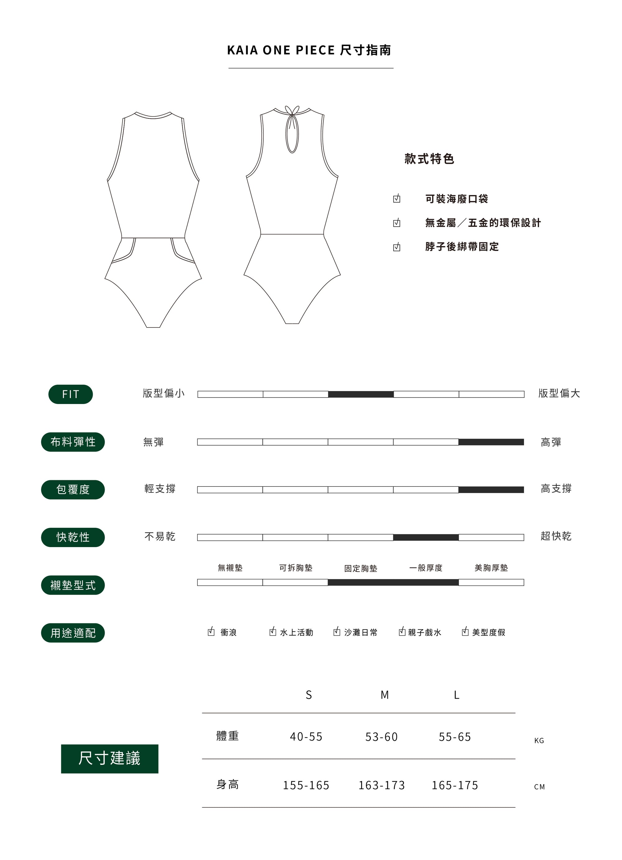 KAIA One Piece 海廢口袋連身泳衣