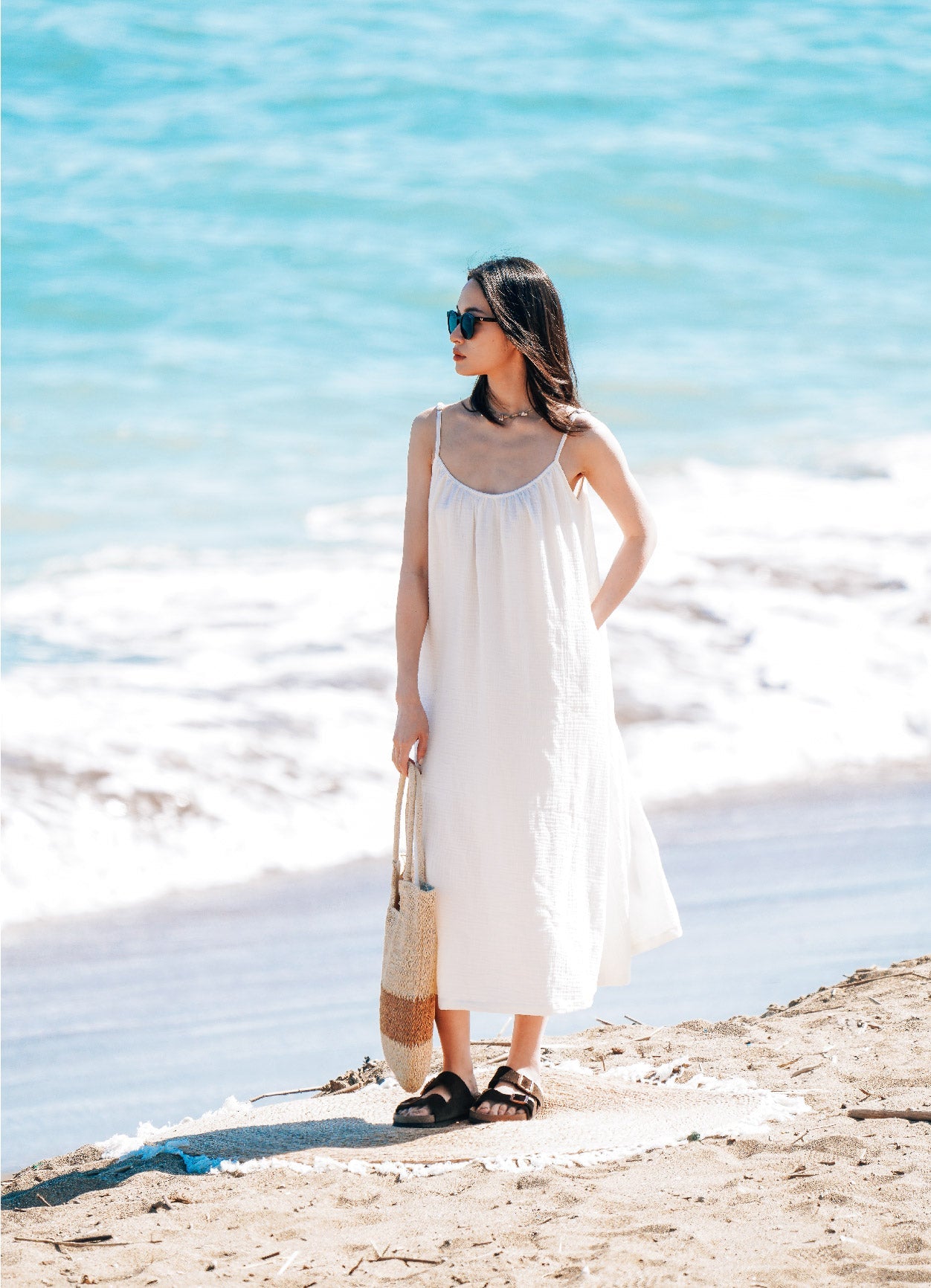 EVERYDAY DRESS 日光純棉輕紗洋裝．柔霧白 - 洋裝FAVALAVA